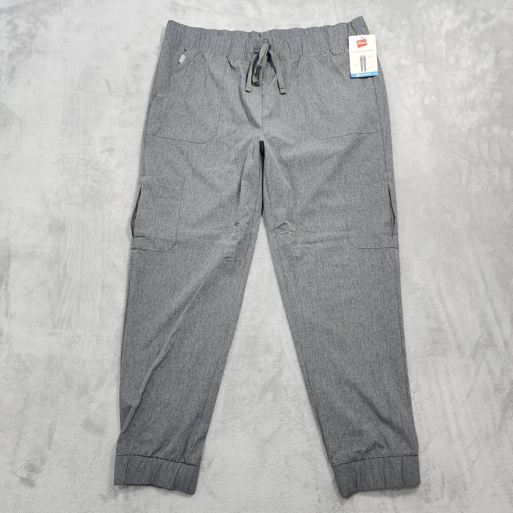 Hanes Pants Womens XL Gray Comfort Fit Scrub Jogger Athletic Drawstring Pockets